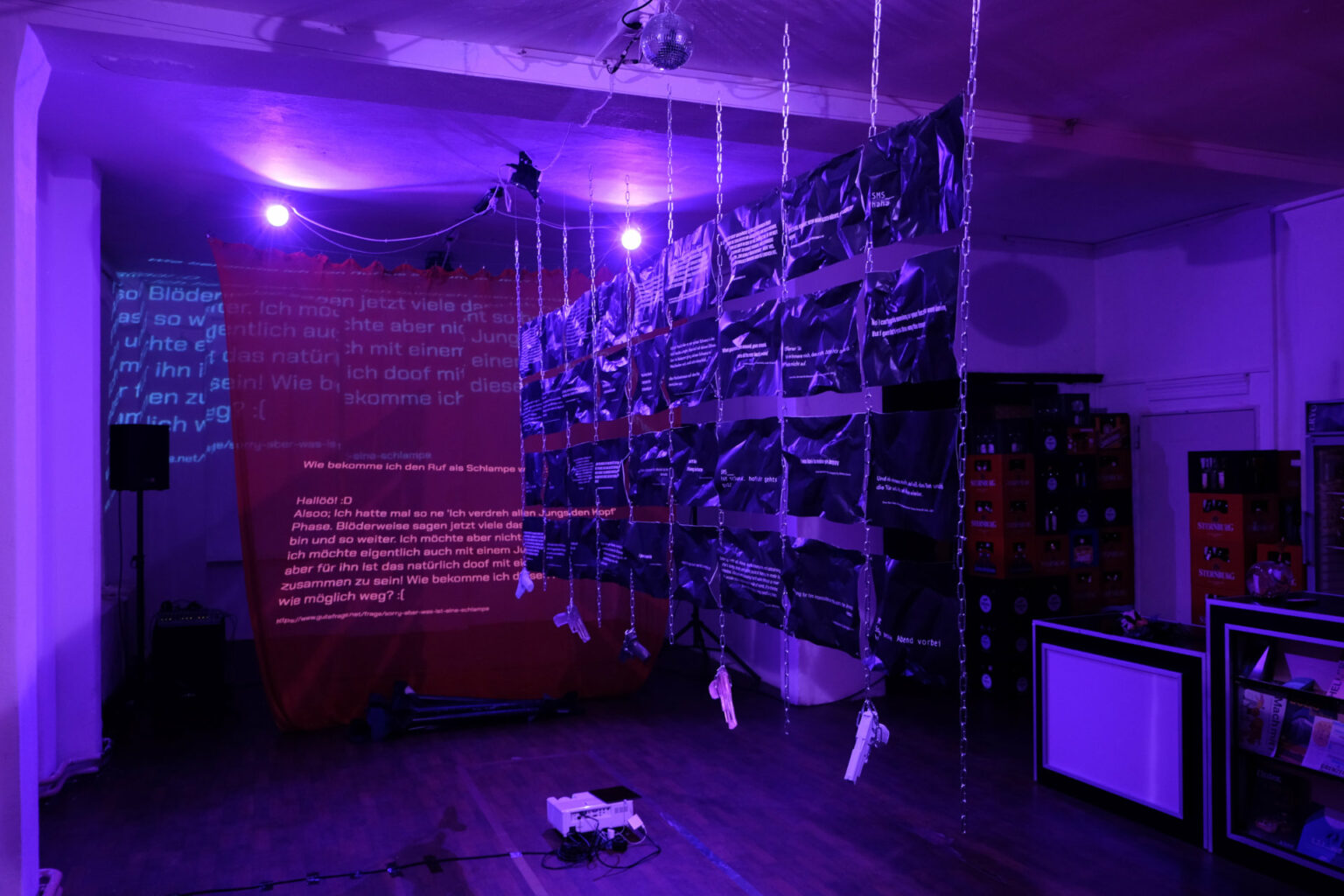 Dina Zaitev ALL YOU NEED FOR ART IS A GIRL AND A GUN installation, sound, video, objects mixed media, Hole Of Fame Dresden e.V., Januar 2022