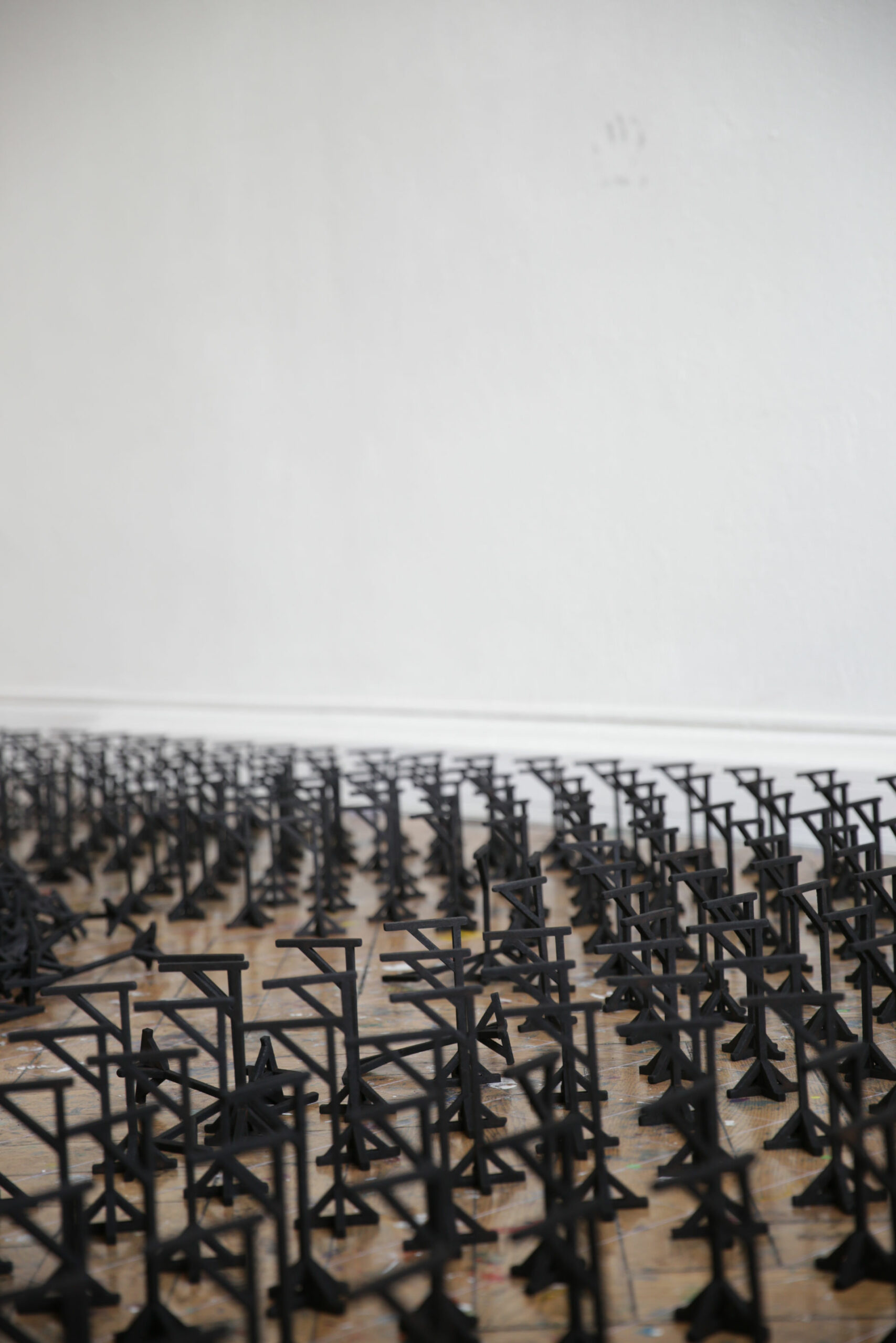 Dina Zaitev Sacred Silence 2040 miniature gallows, burnt mdf, Diploma exhibition Dresden Academy of Fine Art, July - September 2021