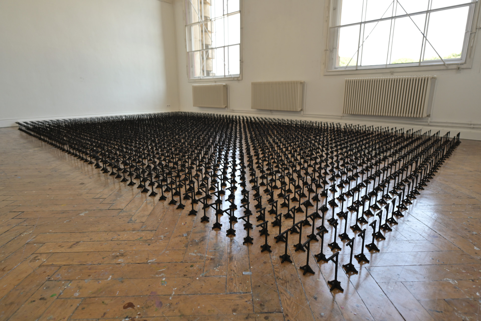 Dina Zaitev Sacred Silence 2040 miniature gallows, burnt mdf, Diploma exhibition Dresden Academy of Fine Art, July - September 2021